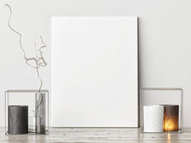 Poster hipster arka plan, hipster dekorasyon, 3d render, 3d çizim ile alay