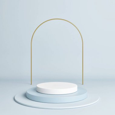 Kazanan podyum geometrik şekil mavi renk, 3d görüntü, 3d görüntü