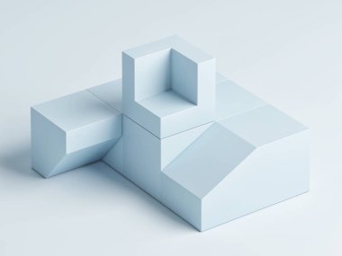 Mavi arka plan kompozisyon, 3D illüstrasyon soyut podyum