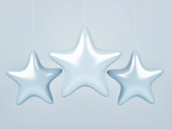 Celebración Estrellas Azules Tres Estrellas Brillantes Render Ilustración — Foto de Stock