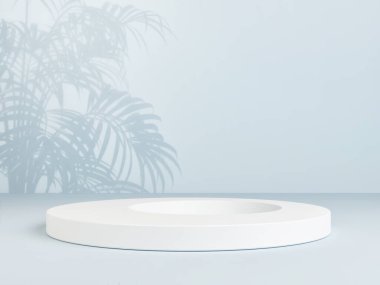 Kazanan podyum tropik gölge arkaplanlı, 3D resimli