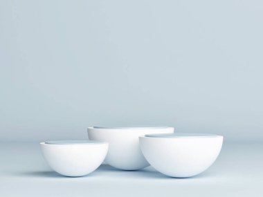 Proje sunumu için podyumu düzenle, mavi arkaplan, 3d görüntüleme, 3d illüstrasyon