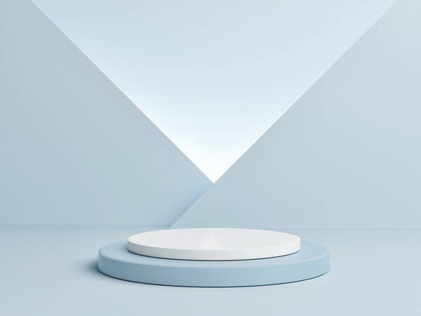 Моделирование подиума для презентации продукта, синяя абстрактная геометрия 3D рендеринг, 3D иллюстрация
