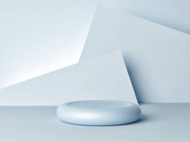 Ürün sunumu için soyut geometri şekli podyum minimal biçimi, 3d sunum, 3d illüstrasyon