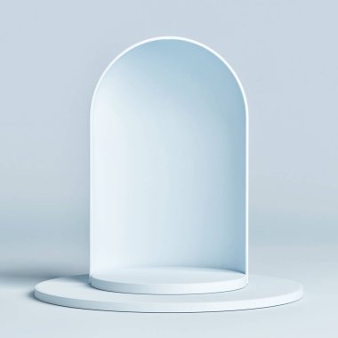 Ürün sunumu için geometrik mavi podyum, 3d görüntüleme, 3d illüstrasyon