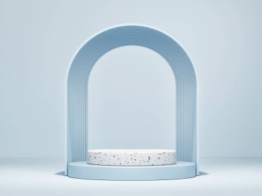 Ürün sunumu için podyumu, gösteri odasının 3 boyutlu görüntülemesini ya da premium arkaplanı oluşturun