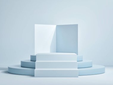 Ürün sunumu için mockup podium soyut geometri arkaplanı, 3d sunum, 3d illüstrasyon.