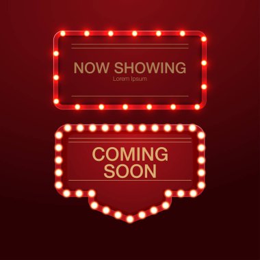 sinema, Bar gösterisi veya restoran için 3D gerçekçi vektör arka plan Retro lightbox Billboard