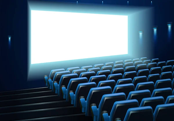 Екран кіно у блакитній аудиторії — стоковий вектор