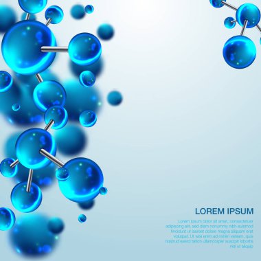 Molekülleri tasarlamak. Vektör çizim. Atomlar. Başlık sayfası veya el ilanı için tıbbi geçmişi