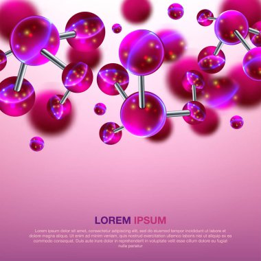 Molekülleri tasarlamak. Vektör çizim. Atomlar. Başlık sayfası veya el ilanı için tıbbi geçmişi