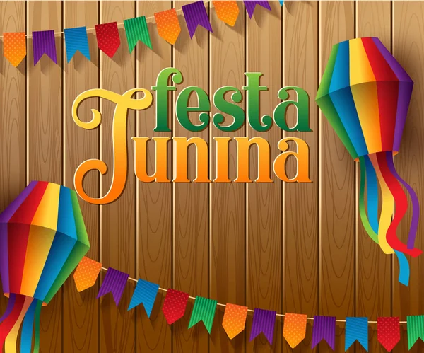 Festa Junina illustrazione tradizionale Brasile Festa di giugno — Vettoriale Stock