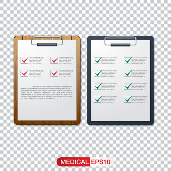 Vector illustration of healthcare concept with cool check list on clipboard — Stock Vector