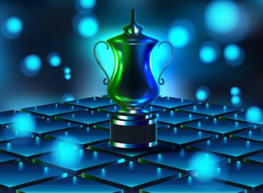 Sahne Podyum sahne ile mavi arka plan ödül töreni için