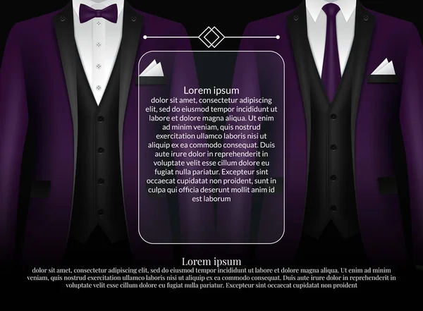 Tuxedo et arc. Costume élégant. Illustration vectorielle Eps10 — Image vectorielle