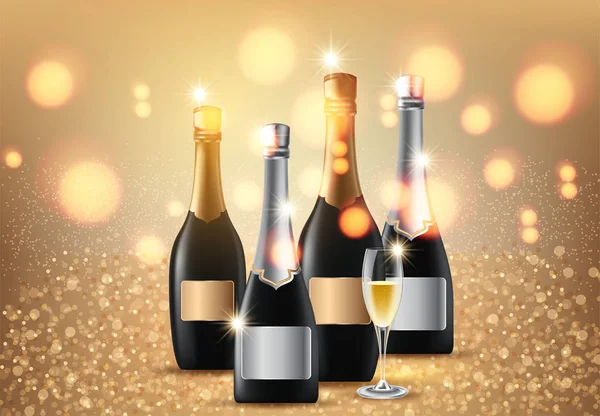 Gläser Champagner auf hellem Hintergrund — Stockvektor