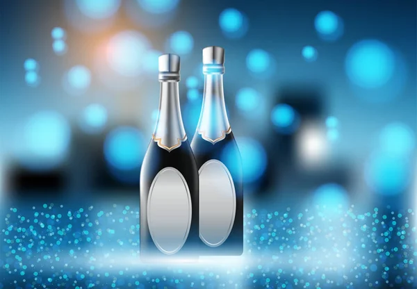 Weingläser und Champagnerflaschen — Stockvektor