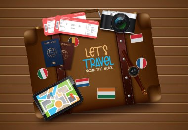 Seyahat ve Turizm arka plan. Vektör çizim