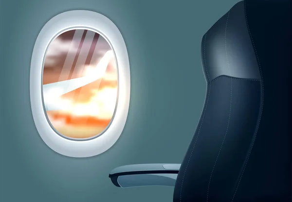 Concept de bannière d'offre de voyage avec avion hublot — Image vectorielle