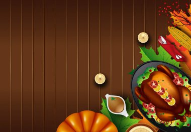 Noel ya da Şükran Günü hindisi kırsal ahşap masada