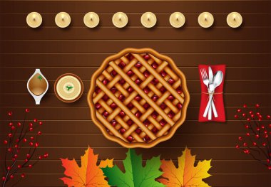 Şükran günü afiş arka plan. Card.vector illüstrasyon için kutlama teklifi. Sonbahar mevsimi yazıt