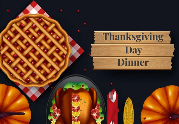 Plantilla de diseño para la invitación a la cena de Acción de Gracias. Ilustración vectorial — Vector de stock