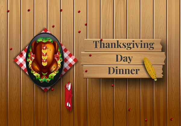 Designmall för tacksägelse middagsbjudning. Vektor illustration — Stock vektor