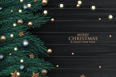 Altın Kabarcıklar ile Süslenmiş Noel Ağacı Şube