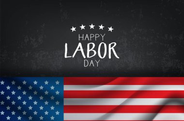 Vektör Mutlu İşçi Bayramı kartı. ABD bayrağıyla Ulusal Amerikan bayramı illüstrasyonu