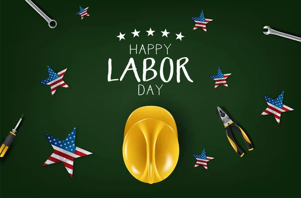 Vector Happy Labor Day card. National american holiday illustration with USA flag