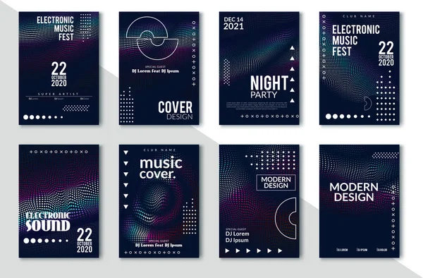 Minimales Plakatdesign beim Festival für elektronische Musik. moderne bunt gepunktete Linien Hintergrund für Flyer, Cover. Vektorillustration — Stockvektor