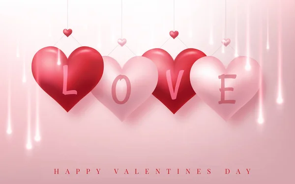 Трехмерный фон красных сердец со сладким Днем святого Валентина. Векторная миграция — стоковый вектор