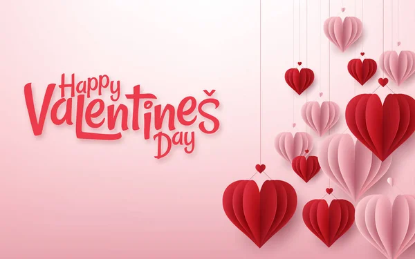 Sevgililer günü kalpleri vektör arka plan. Mutlu sevgililer günü tebrik kartı afiş tasarımı. Vektör çizimi — Stok Vektör