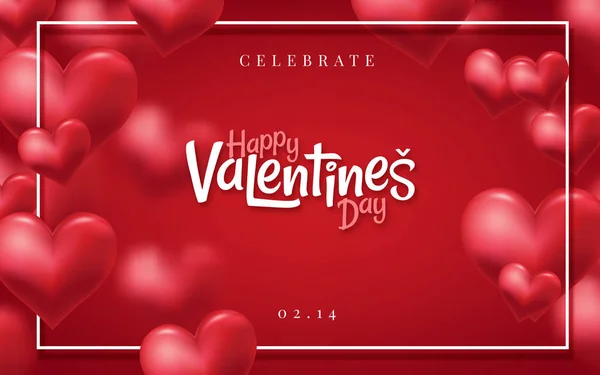 Valentines Day Hearts vector achtergrond. Happy Valentines Day wenskaart banner ontwerp. Vector illustratie — Stockvector