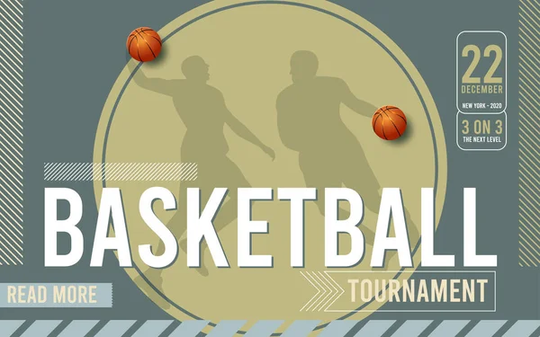 Basketbaltoernooi posters, flyer met basketbal bal-sjabloon vector ontwerp. Vector illustratie — Stockvector