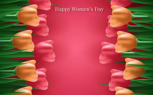 Bandeira para o Dia Internacional da Mulher. Folheto para 8 de março com a decoração de flores. Ilustração vetorial — Vetor de Stock