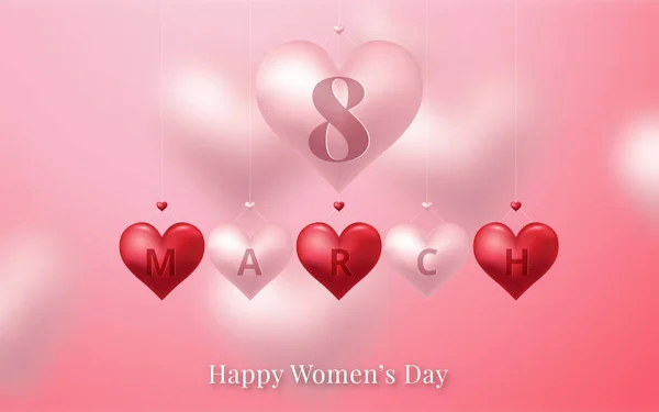 Cartaz do Dia Internacional da Mulher. 8 ilustração número 3d. Feliz Dia da Mãe. Ilustração vetorial — Vetor de Stock