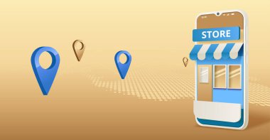 Çevrimiçi alışveriş, internet sayfası, web sitesi, şablon ve geçmiş için çevrimiçi ticaret. Vektör illüstrasyonu