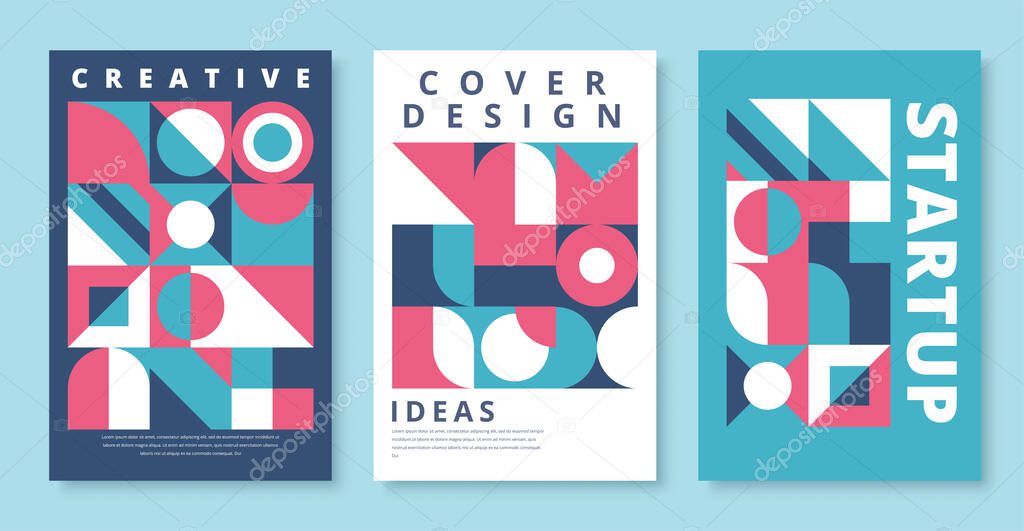 Covers with minimal design. Cool geometric backgrounds. Vector illustration