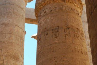 Büyük Hipostil salon, Karnak tapınakları, Luxor, Mısır, mimari, duvar, antik.