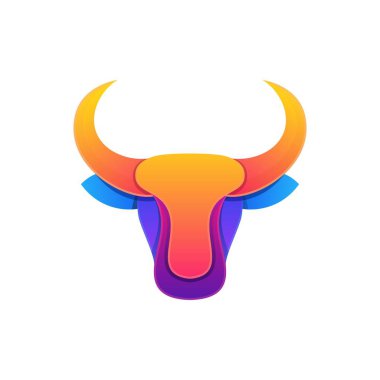 Soyut boğa başı renkli tasarım illüstrasyon vektör şablonu