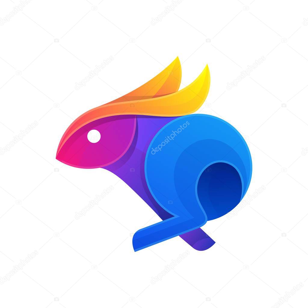 Abstract Rabbit Full Color Designs illustration vector template. Suitable for Creative Industry, Multimedia, entertainment, Educations, Shop, and any related business