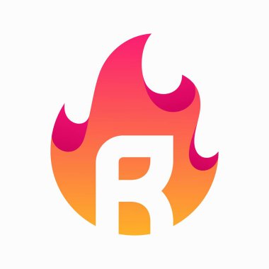 Soyut yangın R harfi tasarım vektör şablonu