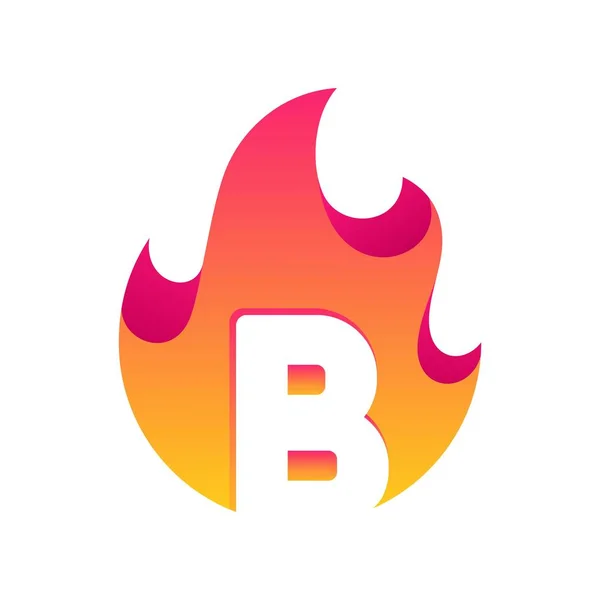 Modello astratto del fuoco lettera B disegno vettoriale — Vettoriale Stock
