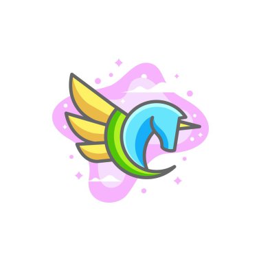 Soyut Pegasus renk Pastel tasarımlar illüstrasyon vektör şablonu