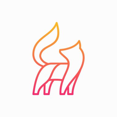 Satırı sanat Fox tasarım konsepti illüstrasyon vektör şablonu. Yaratıcı sanayi için uygun, multimedya, eğlence, eğitim, dükkanı ve herhangi bir iş ilgili