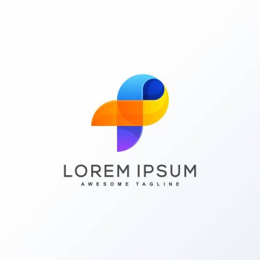 Mektup P tasarım konsepti illüstrasyon vektör şablonu