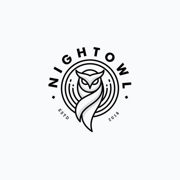 Nigh Owl Line Art Design Concepto Ilustración Vector Template — Vector de stock