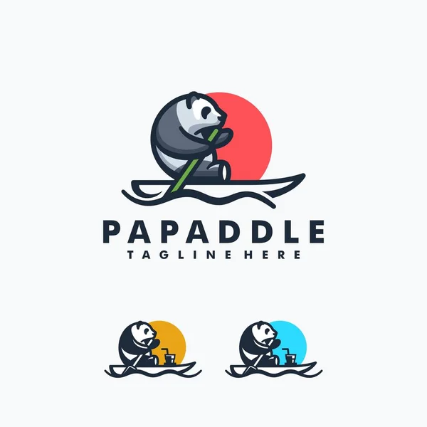 Panda Paddle Concepto de diseño Ilustración Vector Template — Vector de stock