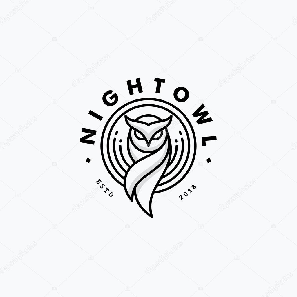 Nigh Owl Line Art Design concept Illustration Vector Template. Suitable for Creative Industry, Multimedia, entertainment, Educations, Shop, and any related business